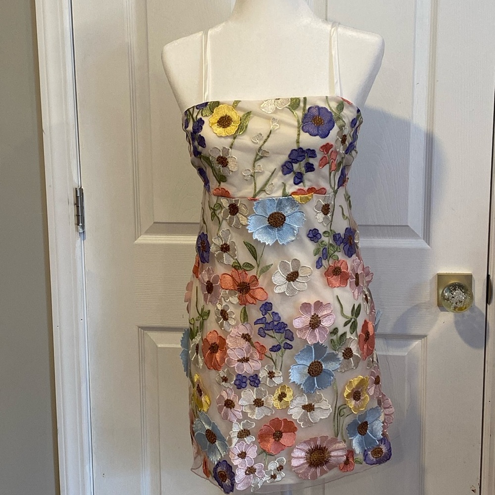 BNWT JESSICA SIMPSON Floral Embroidered Mini  Dress Women's Size Medium
